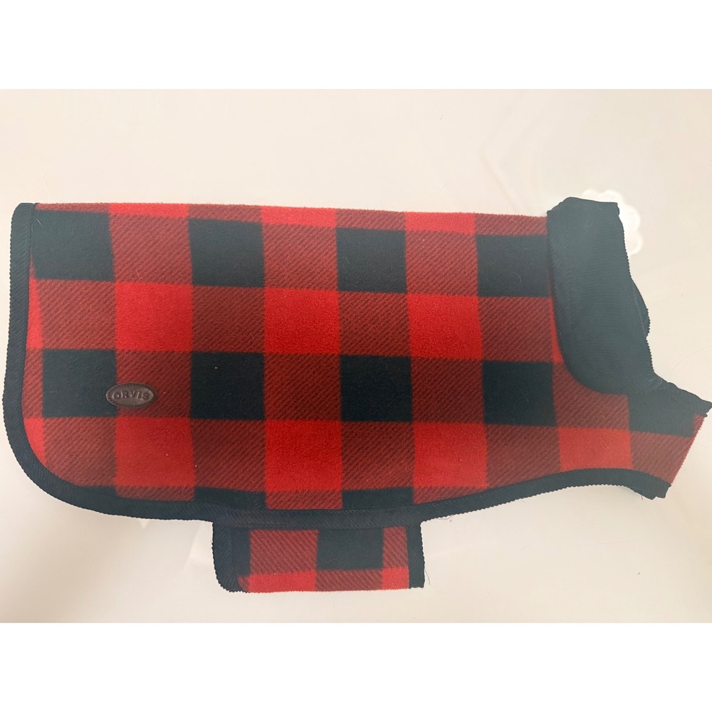Orvis Dog Coat Red Black Buffalo Check Fleece Pet Jacket Small